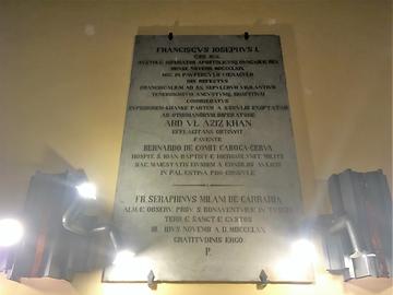 Dank der Franziskaner Kustoden an Kaiser Franz Joseph in der Grabeskirche