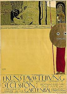 Secession: G. Klimt, Plakat für die erste Ausstellung, 1898, © Ch. Brandstätter Verlag, Wien, für AEIOU