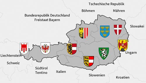 Österreich mit den Nachbarländern