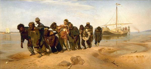 Ilia Efimovich Repin: Die Wolgatreidler (1870), Russiches Museum, St. Petersburg (Public Domain)