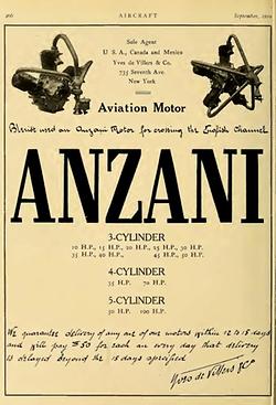 Anzani-Inserat vom September 1910 im Magazin Aircraft