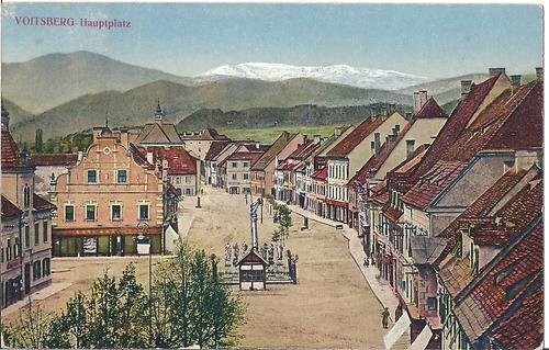 Der Hauptplatz von Voitsberg im Jahr 1916