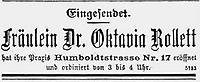 Als erste Frau in der gesamten Steiermark eröffnete sie am 26. September 1907 in der Humboldtstraße 17 eine selbstständige Arztpraxis, Foto: © PRIVAT