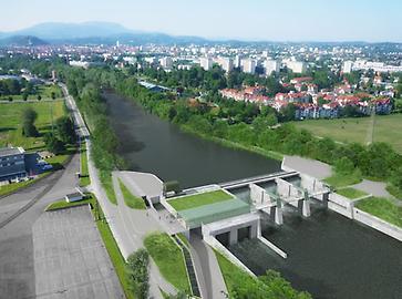 Visualisierung des Murkraftwerks Graz