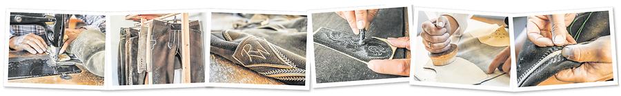 An der Produktion der Lederhosen hat sich seit 1898 nichts Wesentliches geändert. Gearbeitet wird mit denselben Werkzeugen
