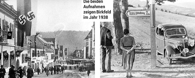 Die beiden Aufnahmen zeigen Birkfeld im Jahr 1938