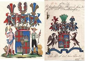 Wappen Brandhofen, Vorentwurf 1834 und Endgültiges Wappen