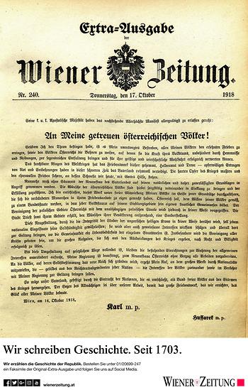 Extraausgabe der Wiener Zeitung, 17. Oktober 1918