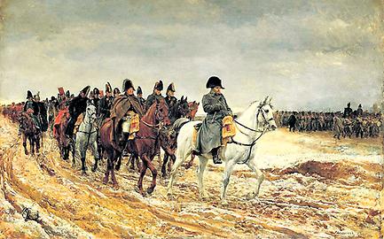 J. L. E. Meissonier zeigt in „Campagne de France“ (1864) Napoleon beim Winterfeldzug 1814.