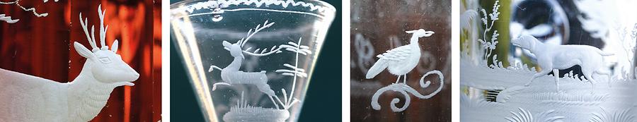 Erst Detailaufnahmen zeigen, wie hochstehend die damalige weststeirische Glaskultur war, und zeugen damit von der besonderen Kunstfertigkeit der Handwerker. Glasgeschirr war ein gefragter Exportartikel, die Erzeugnisse wurden in ganz Europa gehandelt. Der Niedergang der regionalen Glasfabrikation in den 1920er-Jahren hinterließ stolze Spuren: Schönes Jagdglas!, Fotos: M. GARBER
