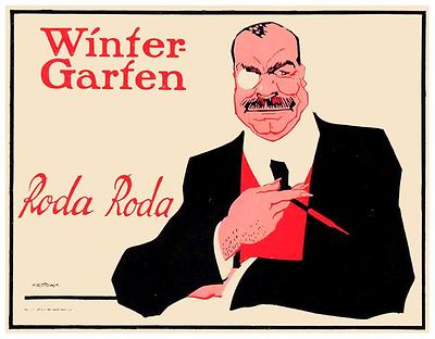 Werbeplakat für Gastauftritte von Alexander Roda Roda im Berliner 'Wintergarten'