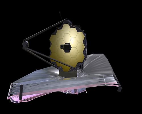 Illustration des James Webb Teleskop: Oberseite des James-Webb-Weltraumteleskops