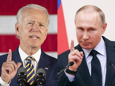 Putin (r.) will auf Augenhöhe mit US-Präsident Joe Biden (l.) wahrgenommen werden. Die beiden Präsidenten haben am Samstag miteinander telefoniert.