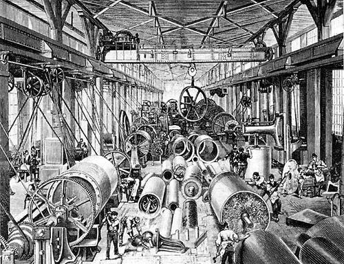 Die Montagehalle der Maschinenfabrik Escher Wyss in Zürich in der Neumühle