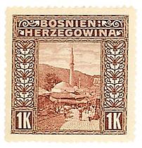 Briefmarke aus dem Bosnien-Herzegowina-Satz der österreichisch-ungarischen Post