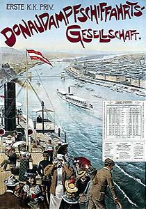Plakat der 'Ersten k. k. priv. Donaudampfschiffahrts-Gesellschaft', 1899., © Copyright Christian Brandstätter Verlag, Wien.