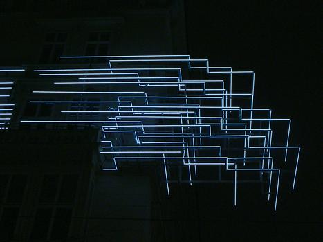 Lichtinstallation am Gebäude der Kommunalkredit Bank; Wien 9.