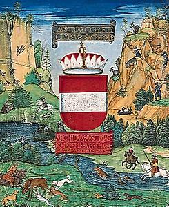 Privilegium maius. Titelseite des für Kaiser Maximilian I. angefertigten Exemplars, 1512., © Franz Hubmann, Wien, für AEIOU