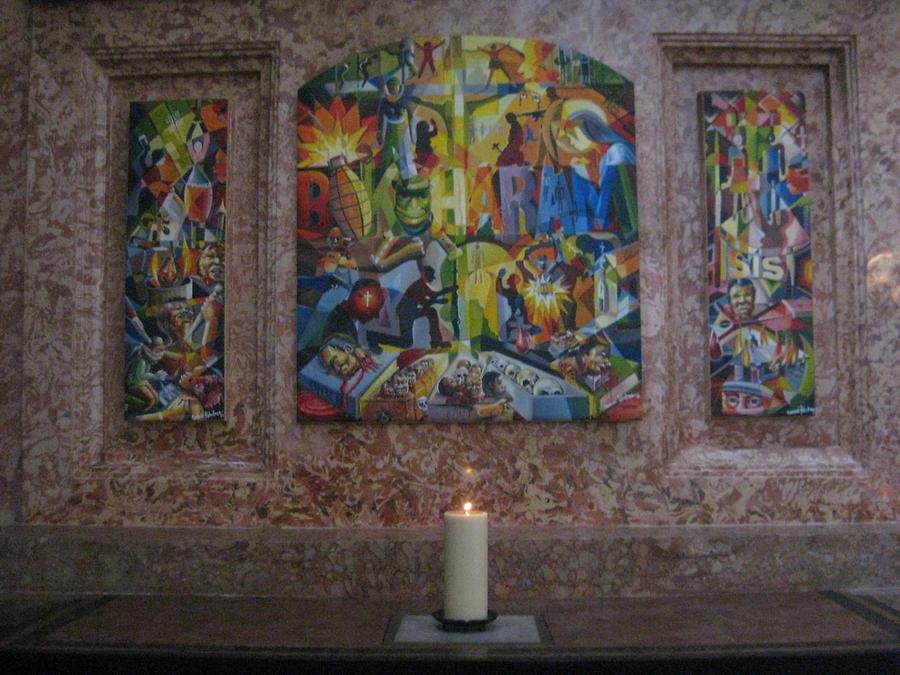 Tryptichon von Samuel Palmtree am 'Altar für die verfolgten Christen'