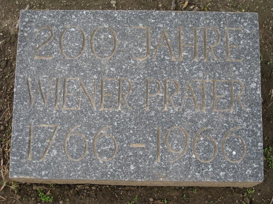 Erinnerungstafel '200 Jahre Prater 1766 - 1966'