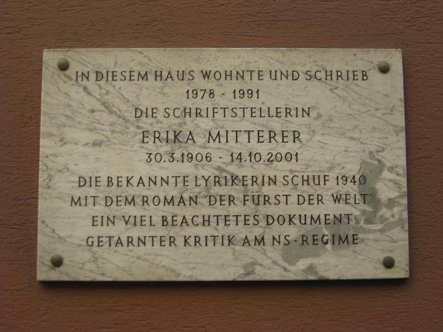 Rainergasse 3 -Erika Mitterer Gedenktafel