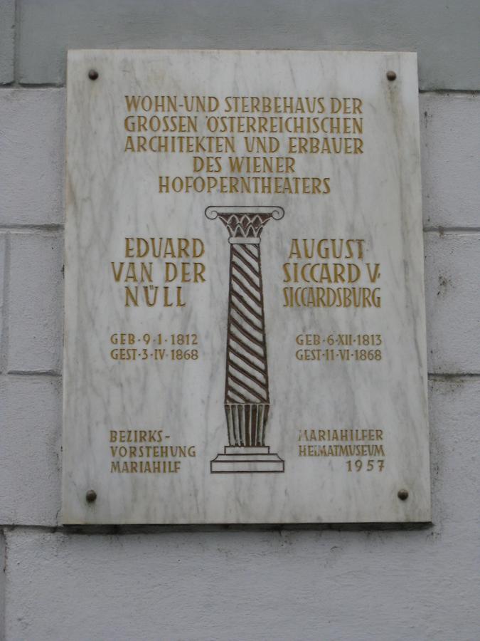 Eduard van der Nüll- und August Siccard von Siccardsburg Gedenktafel