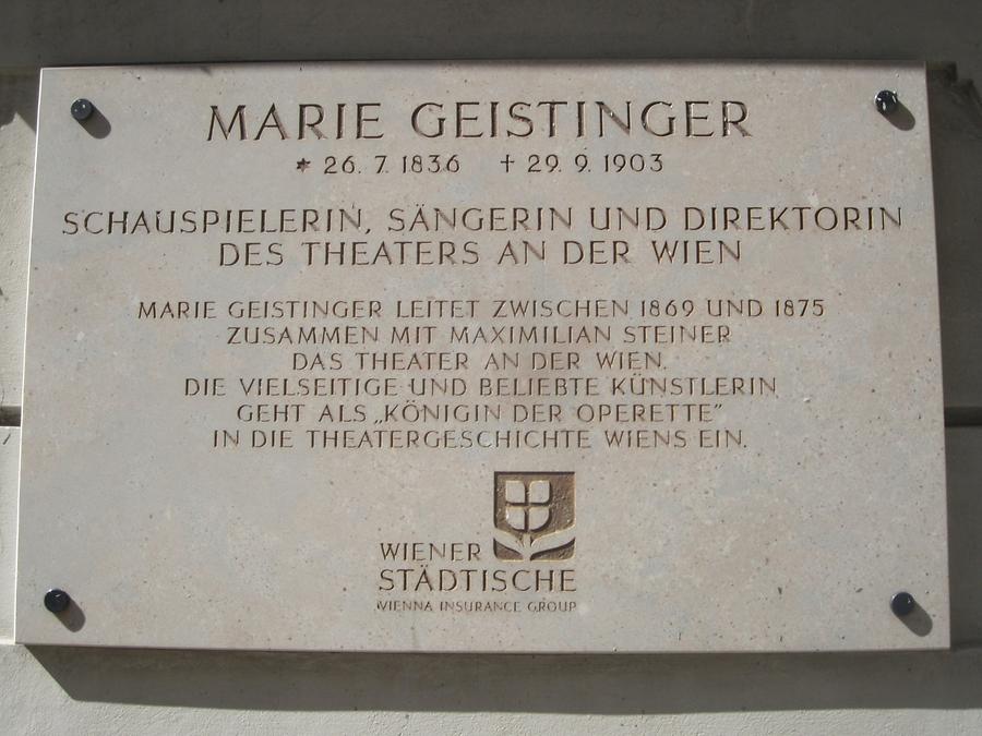 Marie Geistinger Gedenktafel