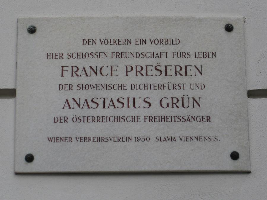 France Preseren und Anastasius Grün Gedenktafel