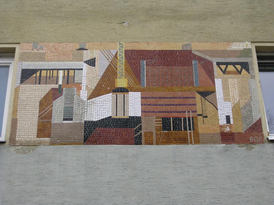 Wandmosaik 'Neugestaltung des Südtiroler Platzes' von Erna Grünseis-Frank 1961