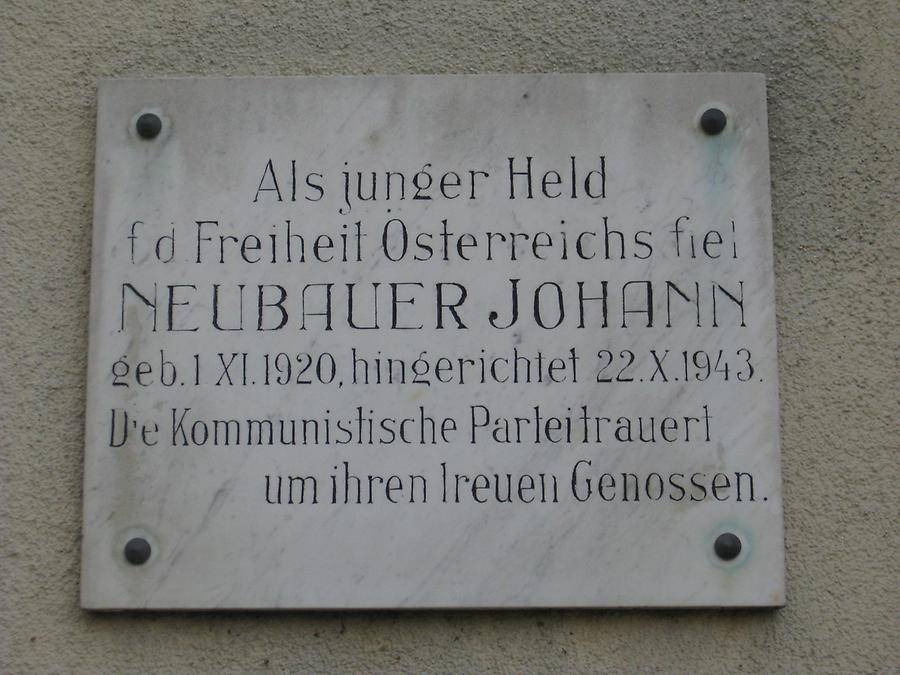 Johann Neubauer Gedenktafel