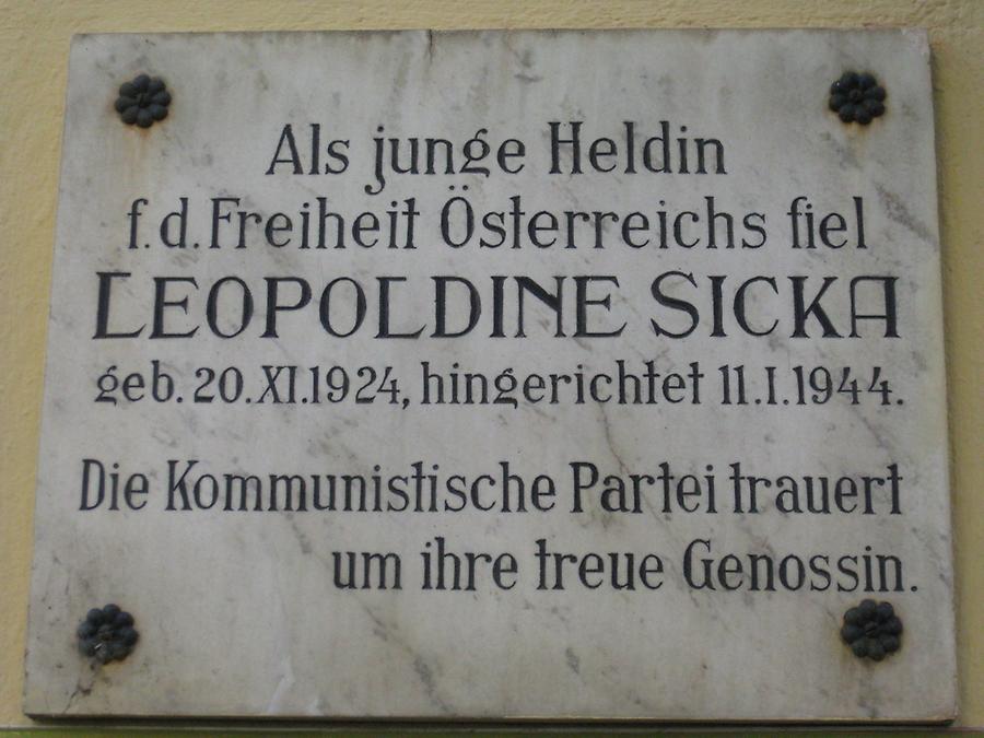 Leopoldine Sicka Gedenktafel