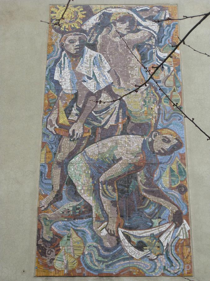 Mosaikwandbild 'Kinder am Wienfluss' von Rudolf Pleban 1953