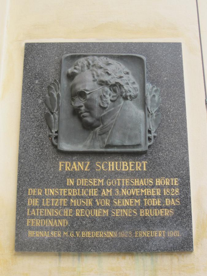 Franz Schubert Gedenktafel an der Kalvarienbergkirche