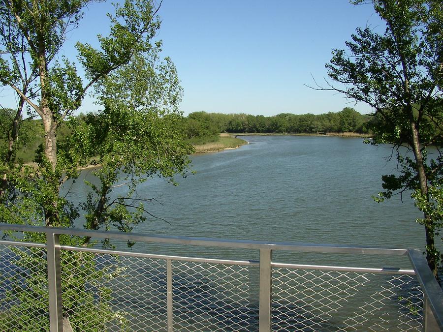 Blick von der Aussichtsplattform der Wehranlage bei der Gänsehaufentraverse