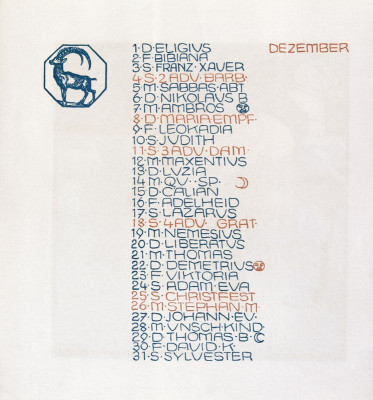 Umschlag vom Kalenderblatt Dezember, © IMAGNO/Austrian Archives