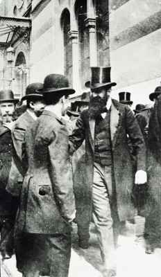 Theodor Herzl vor der Baseler Synagoge, © IMAGNO/Austrian Archives