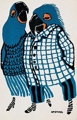 Mode-Karikatur: Zwei Papageien., © IMAGNO/Austrian Archives