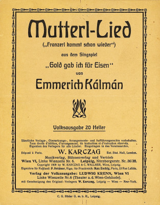 Liedflugblatt zur Operette, © IMAGNO/Austrian Archives