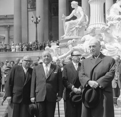 Bruno Pittermann, Alfons Gorbach, Maleta Alfred, Schärf Adolf, © IMAGNO/Barbara Pflaum