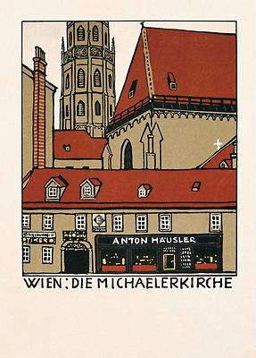 Wiener Werkstätte Postkarte Wien Michaelerkirche, © IMAGNO/Austrian Archives