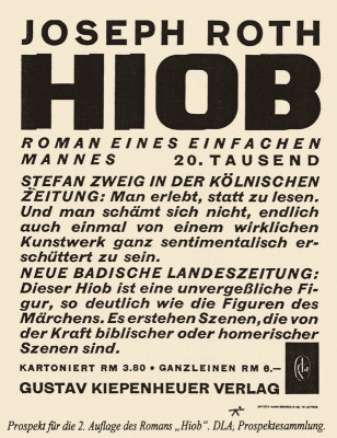Verlagsprospekt für Hiob, © IMAGNO/Austrian Archives