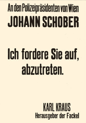Plakat von Karl Kraus, © IMAGNO/Austrian Archives