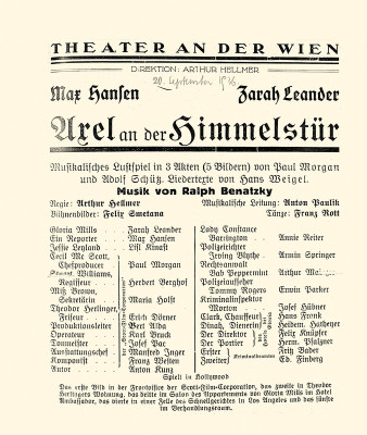Theaterzettel: Axel an der Himmelstür, © IMAGNO/Austrian Archives