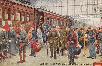 Ankunft eines Verwundetentransports in Wien, © IMAGNO/Archiv Jontes