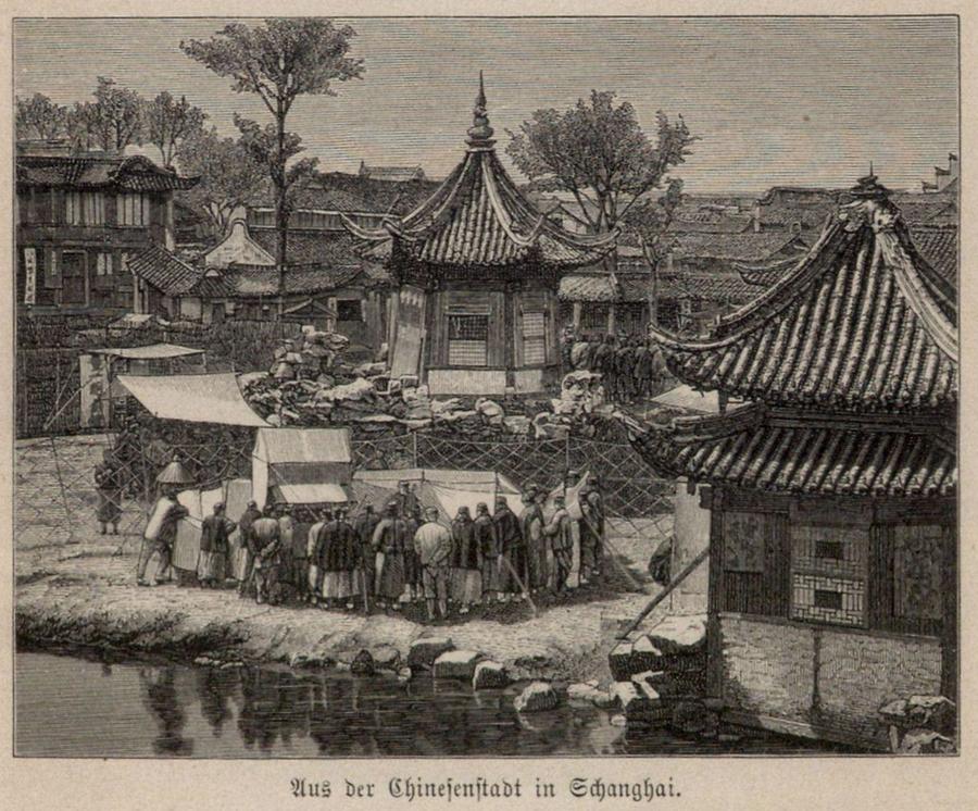 Illustration Aus der Chinesenstadt in Schanghai