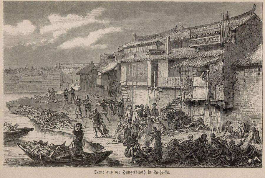 Illustration Scene aus der Hungersnoth in La-ho-ku