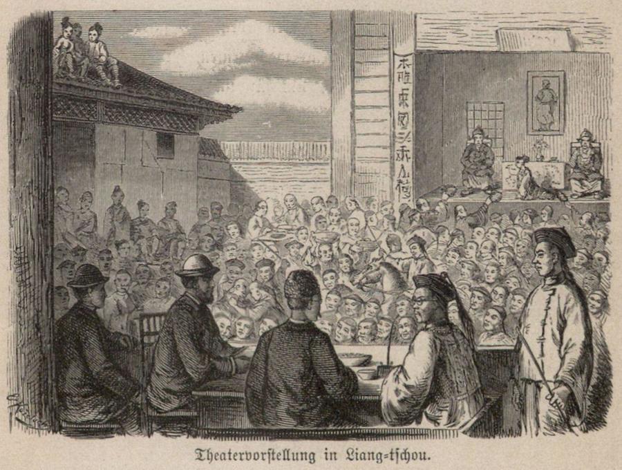 Illustration Theatervorstellung bei Liang-tschou