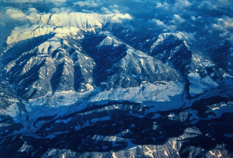 Blick auf verschneiten Hochschwab