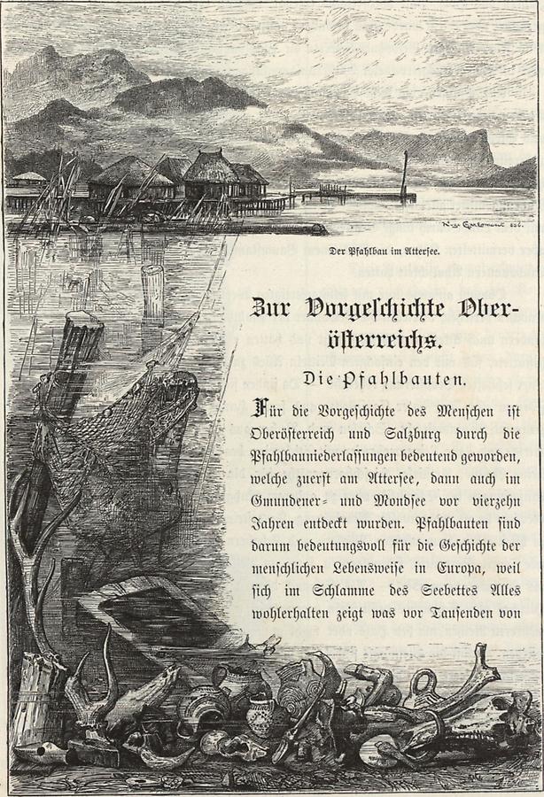 Illustration Pfahlbau im Attersee