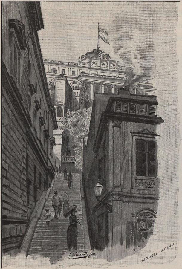 Illustration Treppe zum Burggarten